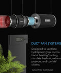 4 Inch Inline Duct Fan With Pwm Ec Motor And Wired 10 Speed Controller For Grow Tent Ventilation, showing fan system and controller setup.