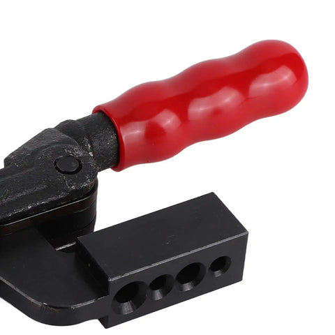 Quick Release Toggle Clamp Beefy Heavy Duty Latch Clamp red handle close-up, high carbon steel material, side view