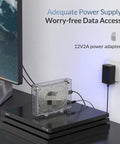 Transparent Sata To Usb 3.0 Hdd Enclosure For 2.5 And 3.5 Inch Ssds Or Hard Drives Featuring Auto Sleep Mode connected to a PS4.