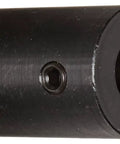 Side view of a Black Oxide Plated Mild Steel Rigid Coupling With Five Eighths Inch Bore, One And One Quarter Inch OD, Two Inch Length