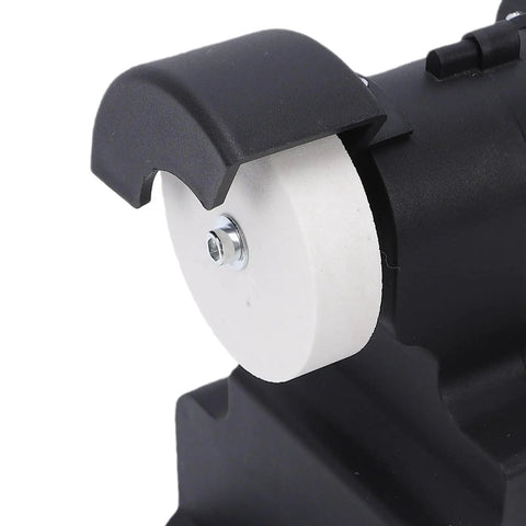 Close-up of the grinding wheel on the Walfront 18 Volt Cordless Mini Bench Grinder With 200 Watt Power And 7000 Rpm Speed.
