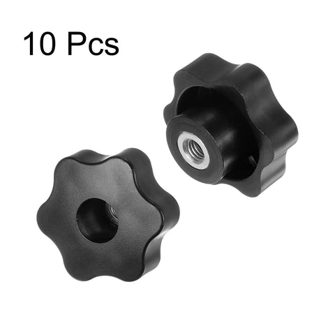 10 Pack M8 Star Knobs With 48mm Heads For Through Hole Brass Inserts Heavy Duty Screw In Clamping Hand Knobs Black For Machinery CNC Woodworking Metalworking Jigs And Fixtures