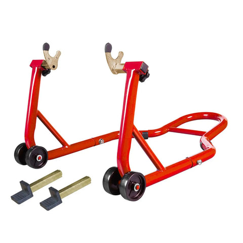 Beast Tough Motorcycle Lift Stand For Sport Bikes Front And Rear Wheel Lift Adjustable Steel Stand Up To 850 Lbs For Easy Maintenance And Repairs Fits Yamaha Kawasaki Honda Suzuki Red
