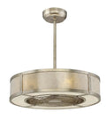 Slick Mid Century Modern Fandelier Ceiling Fan With Remote Control Mica Drum Pendant Light Silver Dust Finish Six Light Rad Top Rated Fixture Sweet Home Decor Vibe overhead view, six-light drum design.