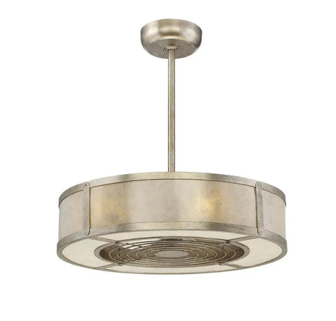 Slick Mid Century Modern Fandelier Ceiling Fan With Remote Control Mica Drum Pendant Light Silver Dust Finish Six Light Rad Top Rated Fixture Sweet Home Decor Vibe overhead view, six-light drum design.