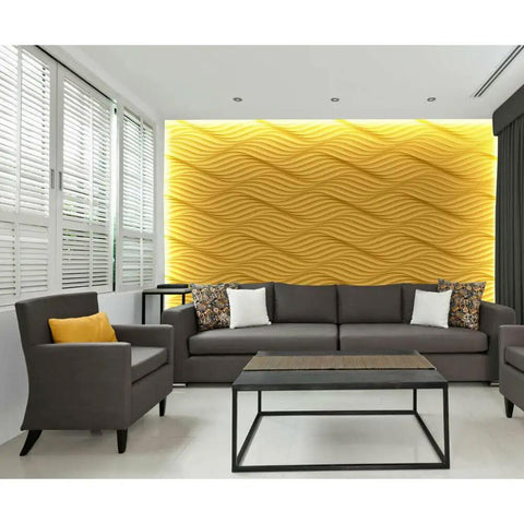 Wind Seamless 3D Wall Panels White Pack Of 6 Tiles for quick seamless walls and ceilings in modern living room setup