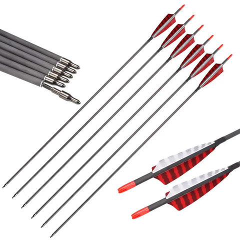 Pure Carbon Arrows 600 Spine 30 Inch Shaft With 31.5 Inch Overall Length Beefed Up Turkey Feather Fletching