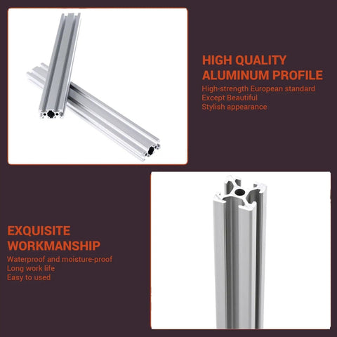 600mm Aluminum Extrusion Profile 2020 T Slot 2 Pack European Standard Anodized Linear Rail for DIY 3D Printer CNC Build and Workbench Gearhead Ready to Mount and Expand Your Rig, silver T-slot close-up