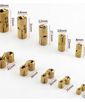Various sizes of Two Piece Copper Barrel Concealed Cabinet Hinges For Jewelry Boxes And Small Cabinets Invisible Mount
