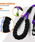 Built Tough Rope Dog Leash 6 Ft With Padded Handle Reflective Threads Anti Tangle Clip for Walking Medium And Large Dogs, Purple
