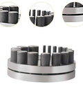 Circular Disc Cutter Set For Metalworking Heavy Duty Punch Die Kit with compact base and 17 high-carbon steel dies for jewelry making.