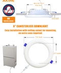 6 Inch Canless Recessed LED Dimmable Pot Downlights With 5Cct Indirect Ceiling Fixtures, showing easy installation without housing.