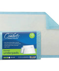 High Grade Disposable Underpads For Big League Absorbency And Bladder Leak Defense, hospital quality pads shown with pack and pad surface.