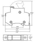 Technical diagram of 5-Pack Solar PV DIN Rail Fuse Holder 1 Pole 30A 1000VDC And 32A 690VAC High-Voltage Rated RT18-32 dimensions