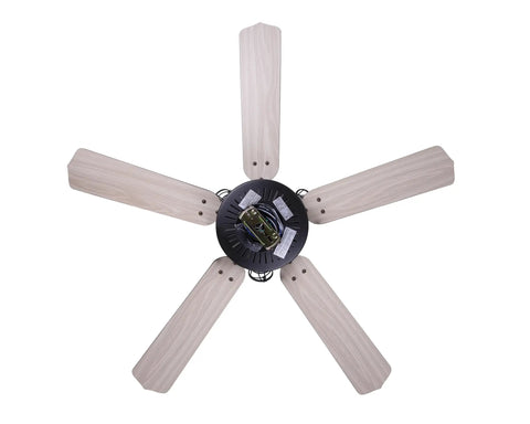 Otto 52 Inch Ceiling Fan With 5 Reversible Blades In Graphite Finish And Silver Oak Walnut, top view without light kit
