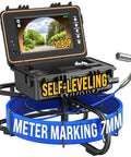 Heavy Duty 165 Ft Self Leveling Sewer Camera With 9 Inch Hd Screen And 1080P Video Recorder showing LCD panel and blue cable.