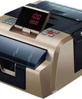 Slick Money Counter With Smart Infrared Fake Note Detection Heavy Duty Cash Counting Machine with LCD display, angled view.