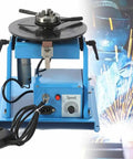 Built Tough Rotary Welding Positioner With 90 Degree Tilt And Quick Lock Wrench 180 Mm Turntable Table, blue motorized platform.