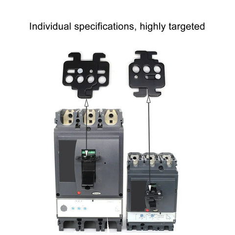 Rock Solid Two Piece Steel Circuit Breaker Lockout Kit With Heavy Duty Lockout Tagout Padlock For Switch Panels - two steel lockout pieces shown on industrial circuit breakers.