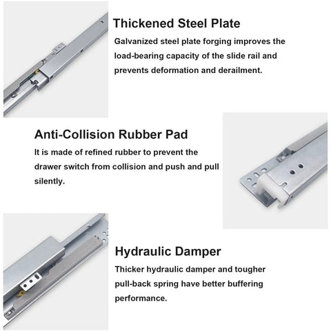 Heavy Duty Undermount Drawer Slides With Soft Close Full Extension Hidden Bottom Mount Installation showing components.