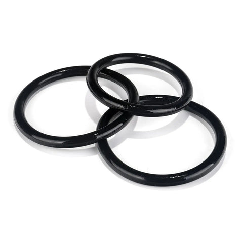 Pre-Greased O-Rings Gasket Seal Set For Engine, Radiator Hose And T-Pipe Coolant Leak Repair, Replacement Kit Compatible With Ford F-150 5.0L And Mustang DR3Z-8566-A And BC3Z-8590-F, DIY Friendly Plug-N-Play Install, shown in black color, pack of three.