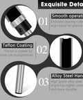 Close-up views of features on a 4 Piece Flush Trim Router Bit Set with One Quarter Inch Shank Carbide Tipped Straight Cut Pattern Bits.