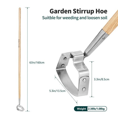 Heavy Duty Garden Weeder Hoe With Wooden Long Handle And Stainless Steel Hula Loop For Easy Weeding And Planting Push Pull Dutch Style