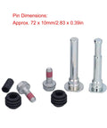 Premium Rear Brake Caliper Slider Pin Kit Fits Toyota E12 2002-2007 Direct Fit Replacement For Smooth Stopping And Reliable Car Performance Plus Easy Installation, 72x10mm metal pins with rubber boots