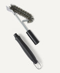 Deluxe Grill Brush And Scraper With Long Handle For Tough BBQ Residue On Gas Infrared Charcoal Porcelain Grills Outdoors
