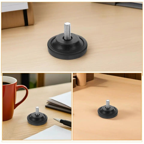 Close-up of 4 Pack Adjustable Swivel Leveling Feet With Anti Slip Rubber Pads for stable support on desk surface