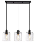 Sleek Black Three Light Pendant Fixtures Hit Different In Modern Kitchen Islands Or Dining Rooms Adjustable Clear Glass Shade Lamps With Killer Style, featuring three glass shades and adjustable cord.