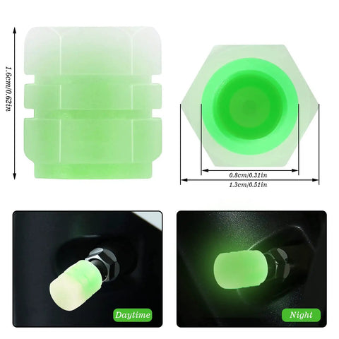 Glow In The Dark Tire Valve Caps 8 Pack Blue And Green Universal Fit For Cars SUVs Trucks Motorcycles And Bicycles Cool Auto Decor