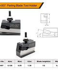 250-007 Parting Blade Tool Holder from Six Piece Quick Change Tool Post Set For Lathe With 250-000 Wedge Type Post And 250-001 250-002 250-004 250-007 250-010 Tool Holders Boring Bar Holder Parting Blade Holder Fits 6 To 8 Inch Lathe Swing