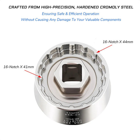 5 In 1 Do It All External Cup Bottom Bracket Tool For 12/16 Notch 39/41/44/46/49mm With 3/8 Drive in high-precision steel