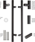 Beefy 18 Inch Solid Stainless Steel Push Pull Door Handle Set Matte Black Finish Built Tough For Barn Doors And Glass Doors