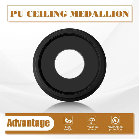 Two-Pack Black Ceiling Medallions for Light Fixtures, Ceiling Fans, and Chandeliers, 10 Inch Outer Diameter, 3.5 Inch Inner Hole, Classic Ridged Edge