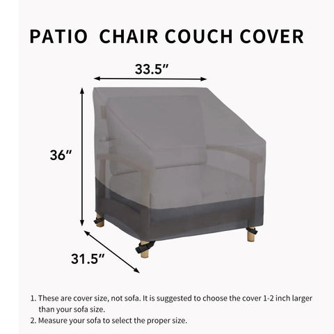 Waterproof Outdoor Chair Cover Heavy Duty Patio Chair Cover Windproof With Air Vent 2 Pack 33.5 W X 31.5 D X 36 H Inches Gray Dark Gray