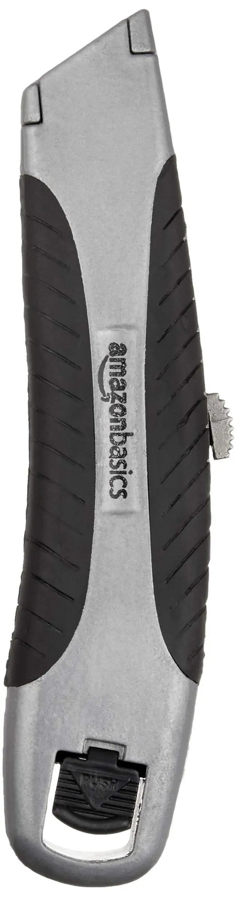 Soft Grip Retractable Utility Knife With 3 Carbon Steel Blades, Quick Change Blade System, EZ Push Button Blade Access shown