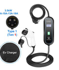 Heavy Duty Portable Ev Charger With Adjustable Sixteen Amps And Three Point Five Kw Output And Five Meter Cord for easy setup and reliable charging.