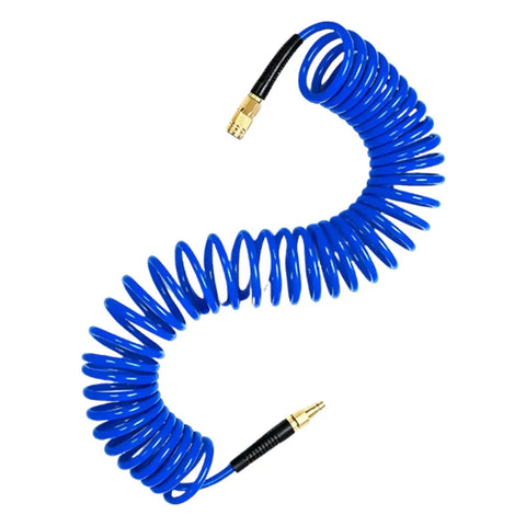 Heavy Duty Badass Workshop Air Hose 7.5m Commercial Grade PU Recoil Line With Quarter Inch Npt Couplings For Coiled Compressor Gear