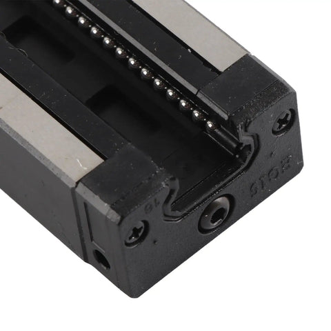 Slick And Fast Linear Guide Rail And Slider Kit With Ball Bearing Steel Block For Ultra-Precise Motion, P-Grade Linear Motion System For 3D Printers, CNC Machines, And Automation Equipment (300mm) black ball bearing steel slider close-up