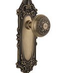 Old School Victorian Door Plate With Egg And Dart Knob Passage Set Backset Two And Three Eighths Inches Antique Brass Solid Brass Hardware