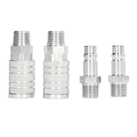 Premium 4 Piece Air Hose Fitting Kit 1/2 Inch NPT Quick Connector Set with Six Ball Locking System For High Tools And Pneumatic Gear Up To 300 Psi silver steel fittings