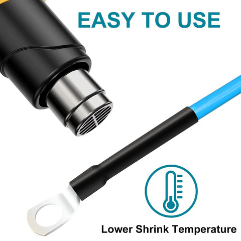 1/2 in heat shrink tubing, 10 ft length, adhesive-lined dual-wall, black for waterproof wire insulation