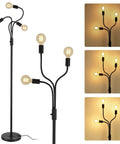 Dimmable Industrial Floor Lamp With 3 Adjustable Gooseneck Arms, Tall Tree-Style Farmhouse Standing Lamp, 67 Inch High Black Metal Finish