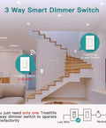 3 Way Smart Dimmer Switches, 2 Pack Master Dimmers For Alexa And Google Assistant on staircase, 2.4GHz WiFi, no hub needed