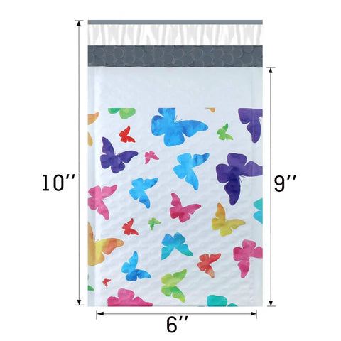 Colorful Butterfly Bubble Mailers 6x10 Inch 25 Pack Poly Padded Envelopes Self Seal Waterproof Shipping Bags For Jewelry And Makeup