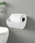 Paw Proof Toilet Paper Protector Cover In White designed to keep sneaky cats and goofball dogs from messing with your paper rolls.