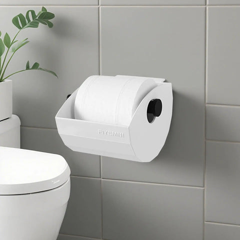 Paw Proof Toilet Paper Protector Cover In White designed to keep sneaky cats and goofball dogs from messing with your paper rolls.
