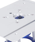 Heavy Duty Aluminum Router Lift Plate Kit With Precision Insert Base For Woodworking Routers, aluminum plate with center hole view.
